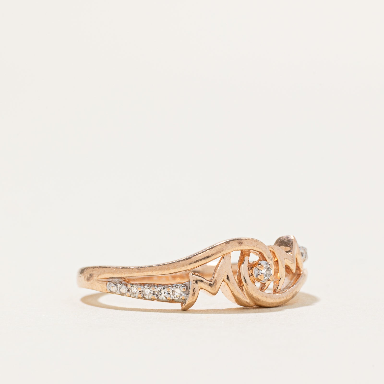 Diamond Accent 'Mom' Bypass Ring | SZ 6.25