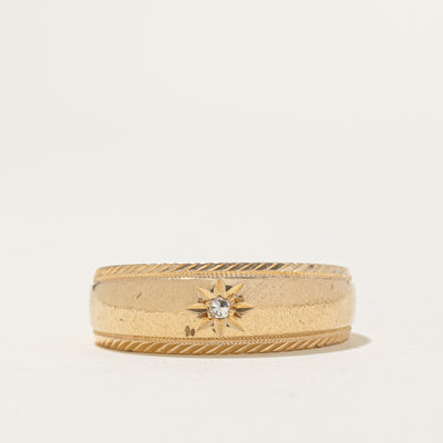 Star Set Diamond Milgrained & Engraved Dome Ring | SZ 10.75