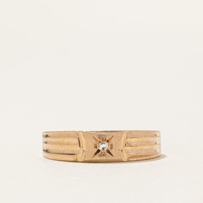 Star Set Diamond Grooved Ring | SZ 5.75