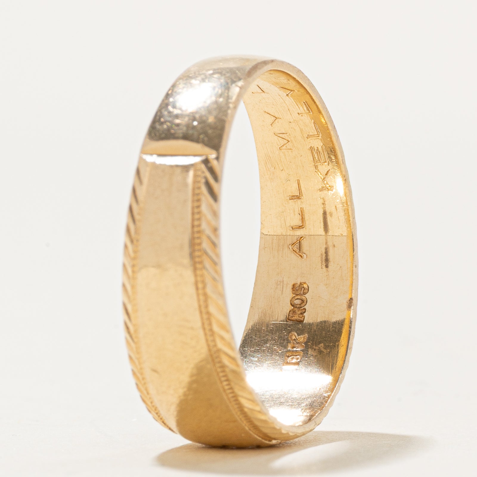 Star Set Diamond Milgrained & Engraved Dome Ring | SZ 10.75