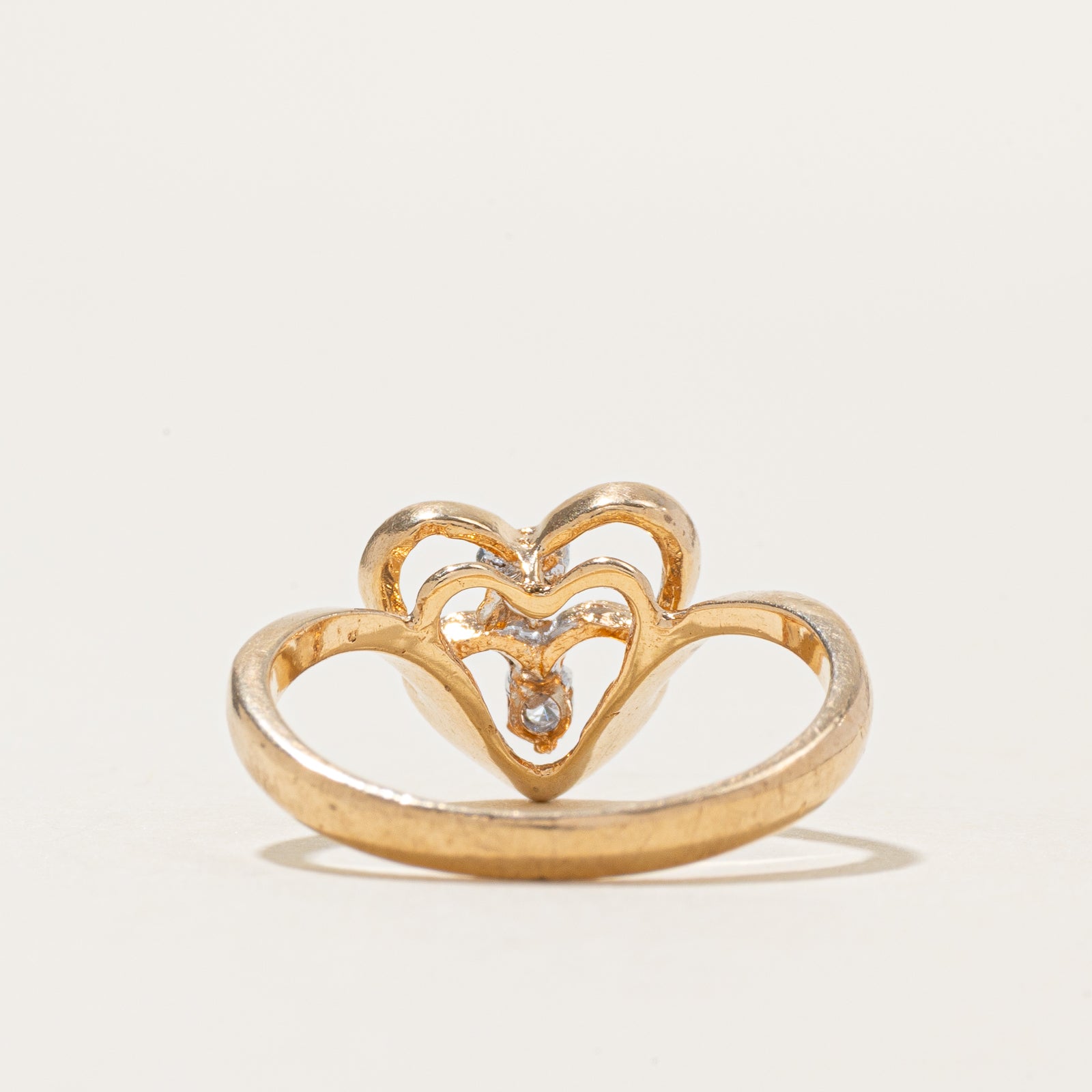 Diamond Openwork Hearts Chevron Ring | SZ 6.75