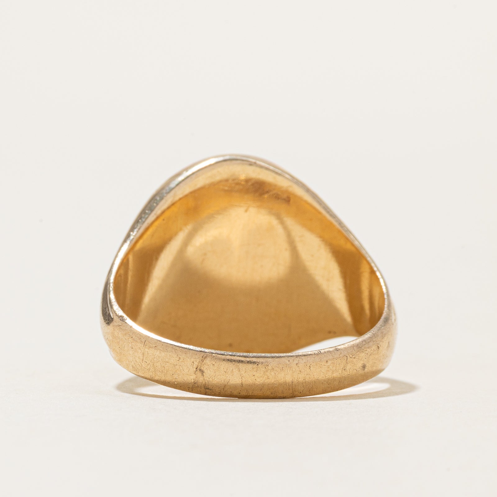 Two Tone Diamond Round Signet Ring | SZ 9.25