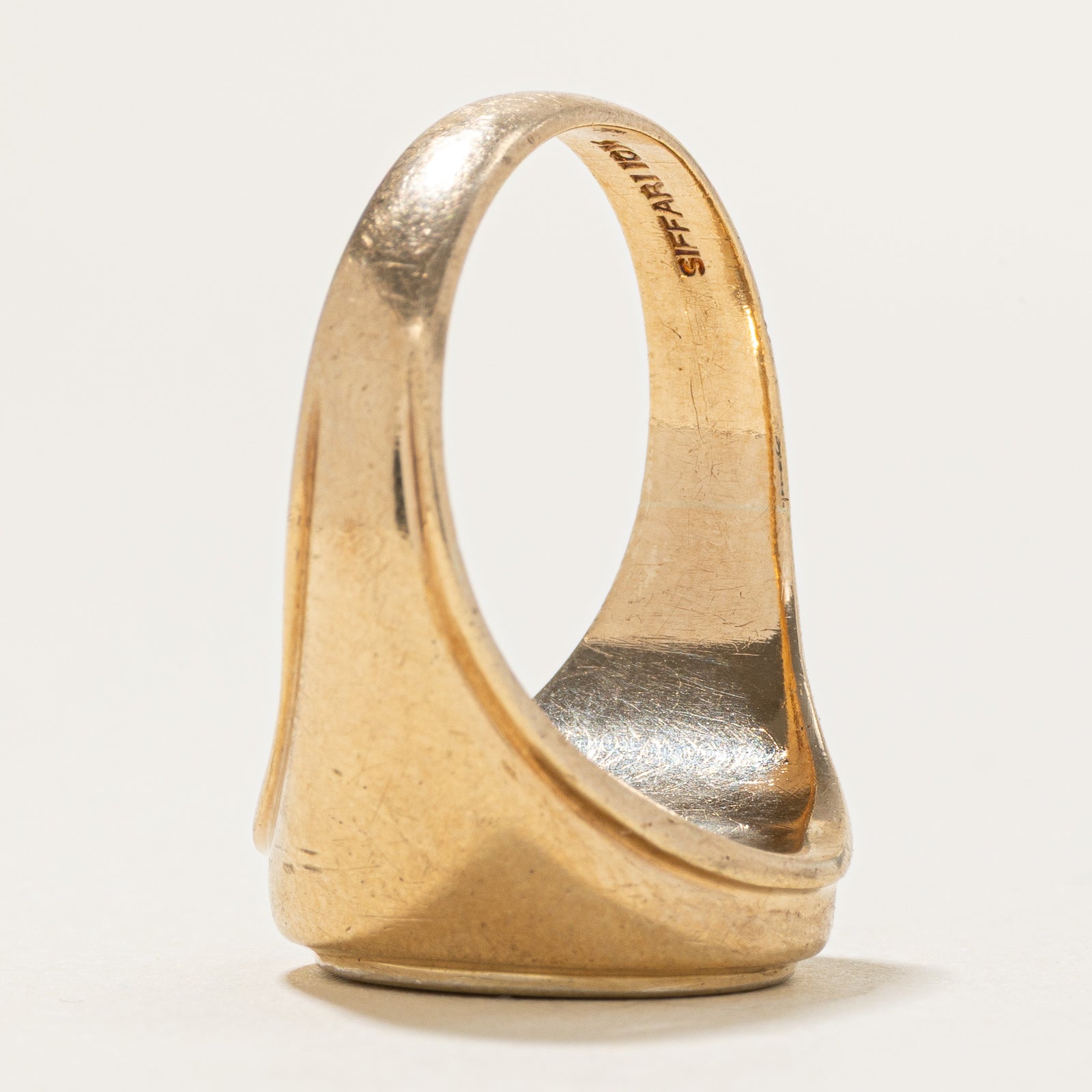 Two Tone Diamond Round Signet Ring | SZ 9.25