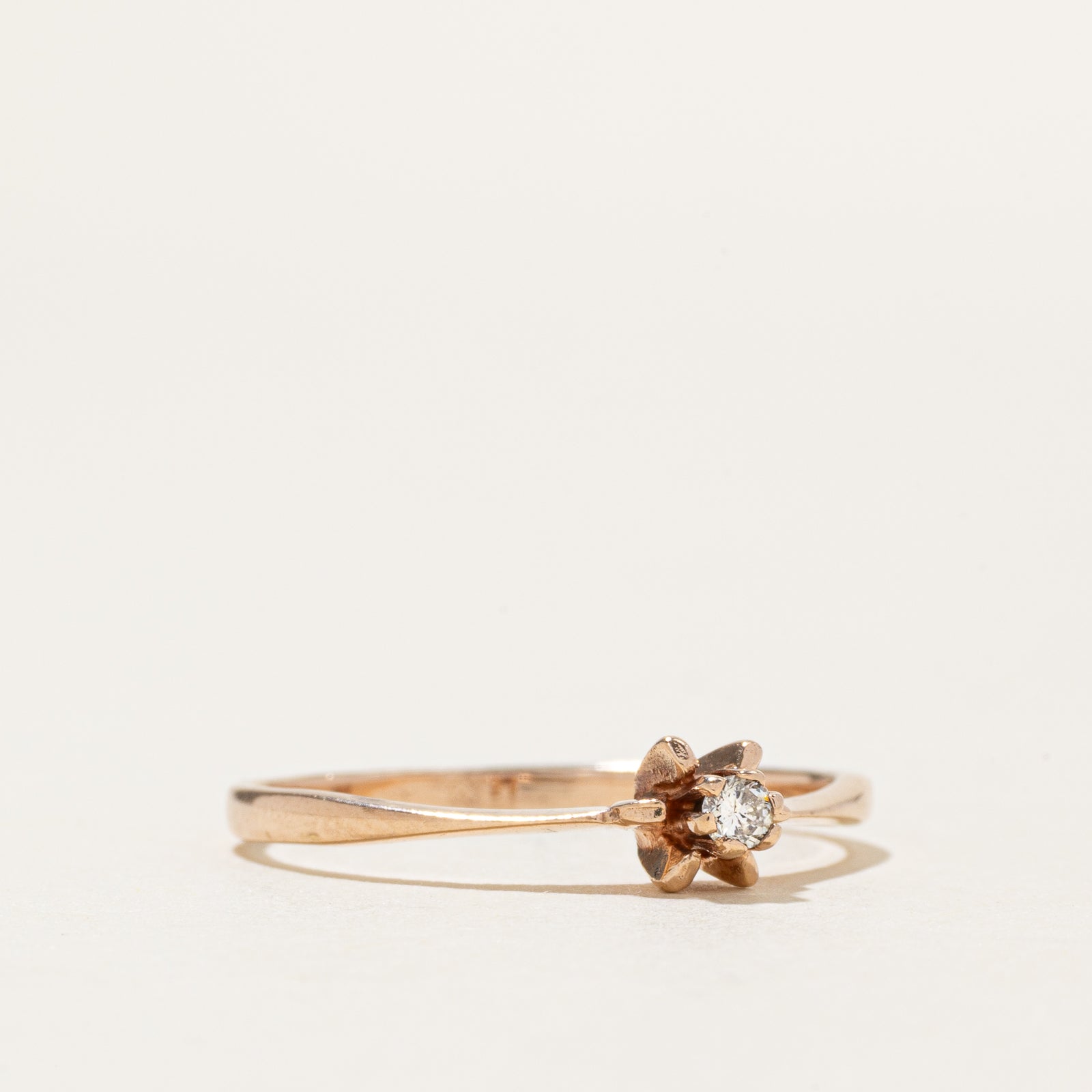 14k Solitaire Diamond Thin Ring | SZ 7.5