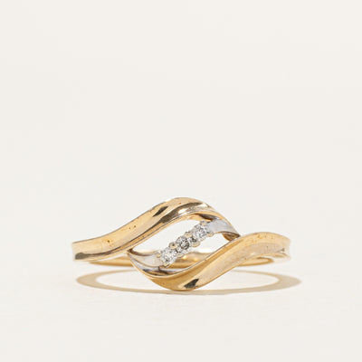 Two Tone Diamond Wave Bypass Ring | SZ 6