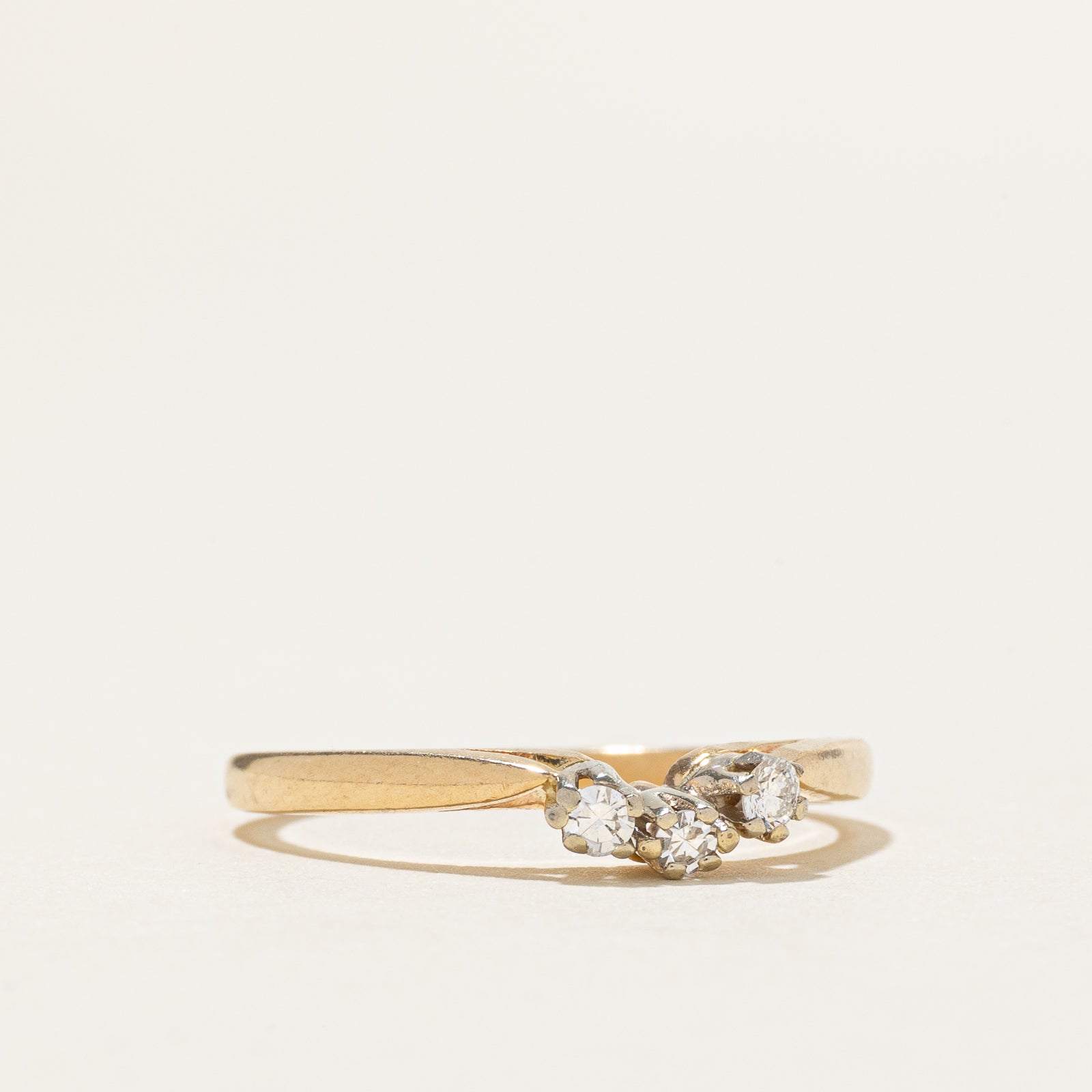 'Birks' Three Stone Diamond Contour Ring | SZ 6