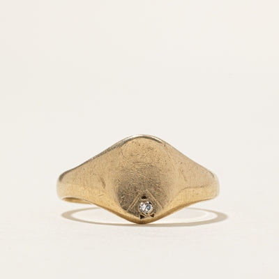 10k Single Stone Diamond Signet Ring | SZ 9.5