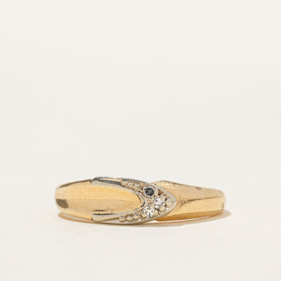 14k Two-Tone Diamond Buckle Ring | SZ 8