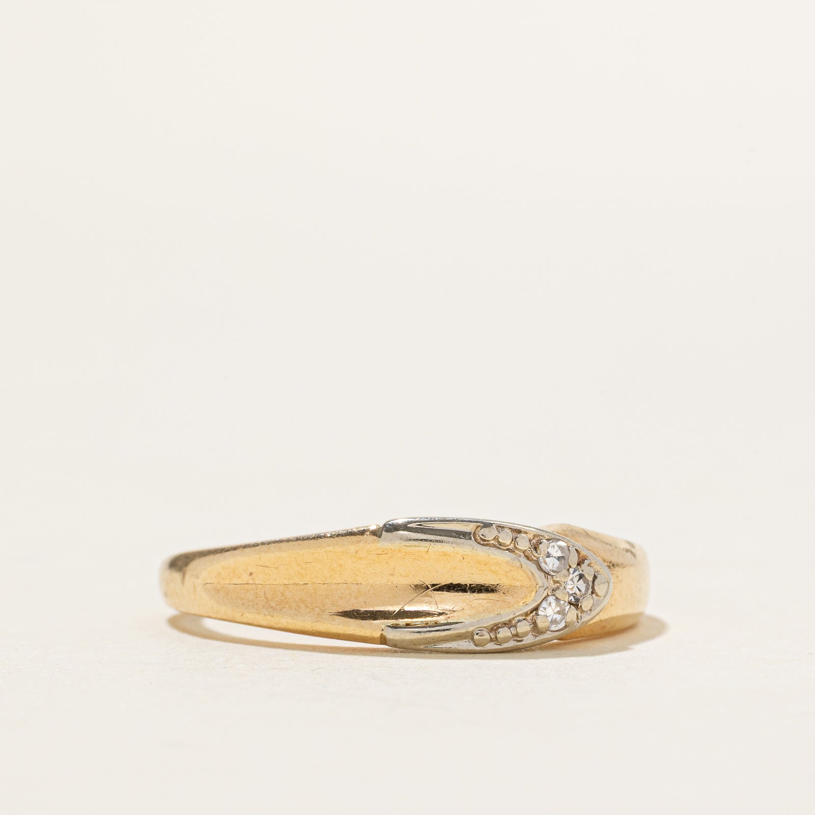 14k Two-Tone Diamond Buckle Ring | SZ 8