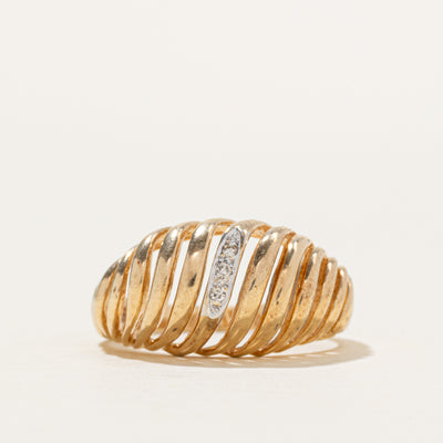 Diamond Column Croissant Dome Ring | SZ 8