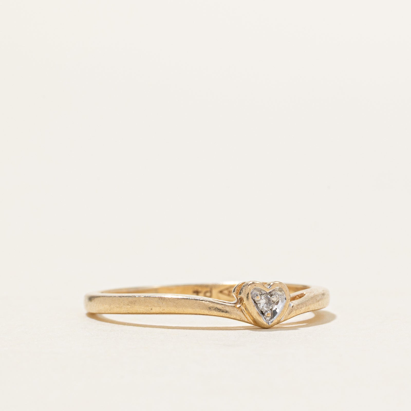 14k Diamond Heart Thin Ring | SZ 5