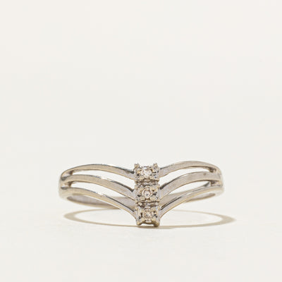 10k Diamond Column Openwork Chevron Ring | SZ 7.5