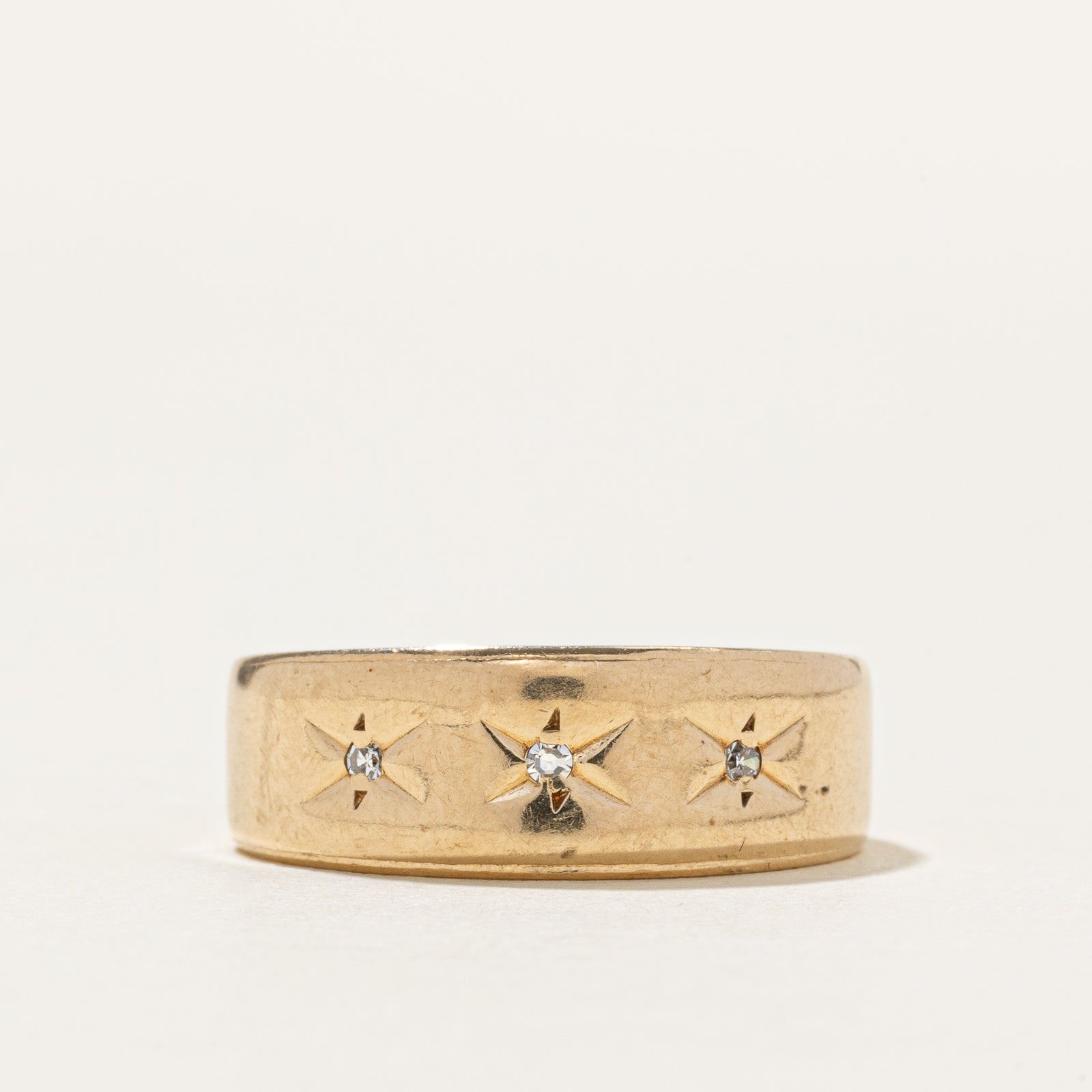 Canadian Three Stone Star Set Diamond Ring | SZ 6
