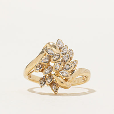 14k Diamond Floral Cluster Bypass Ring | SZ 3.5