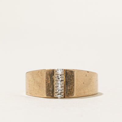 10k Diamond Column Signet Ring | SZ 9