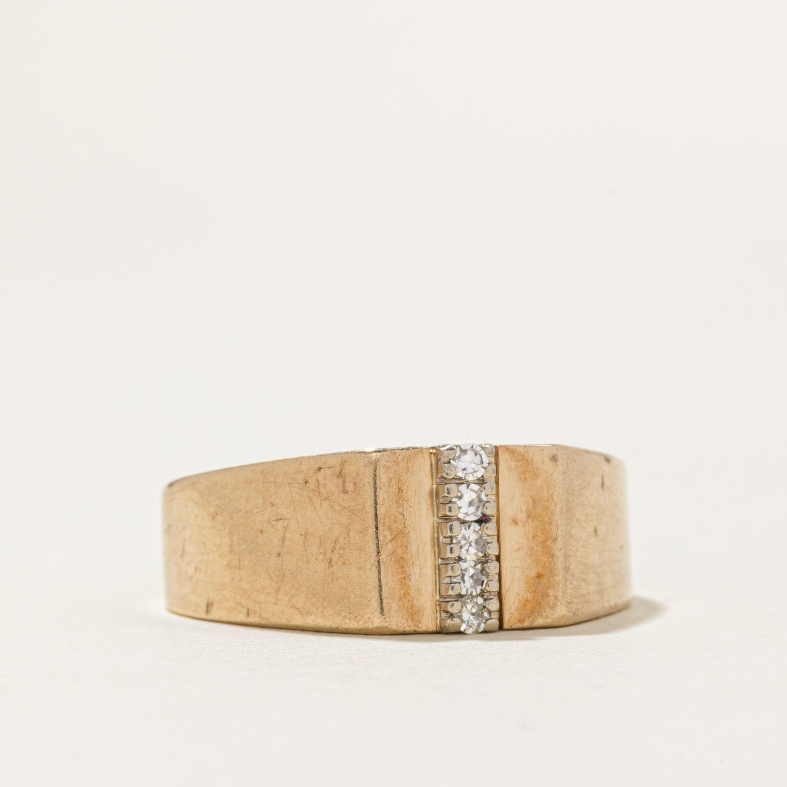 10k Diamond Column Signet Ring | SZ 9