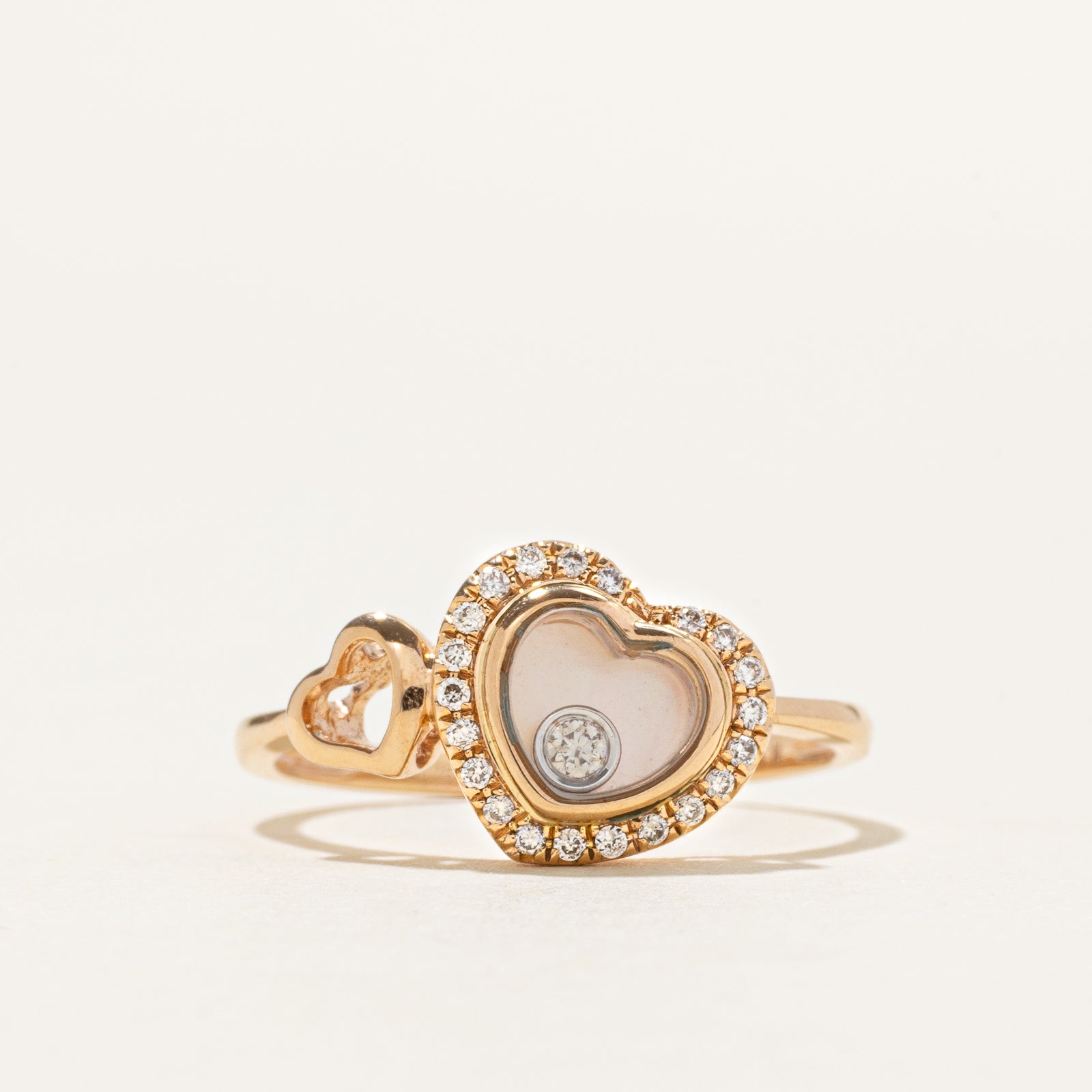 Bezel Set Diamond Window Heart Ring | SZ 6.5