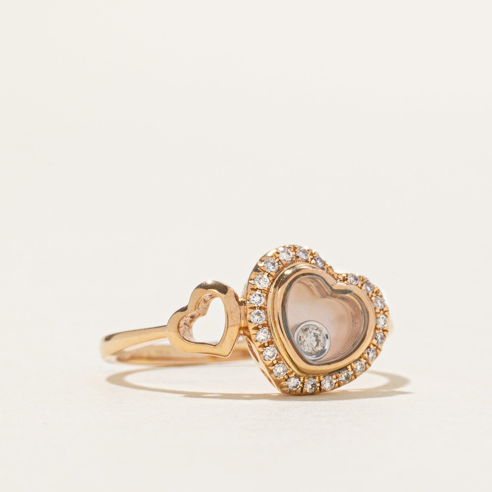 Bezel Set Diamond Window Heart Ring | SZ 6.5