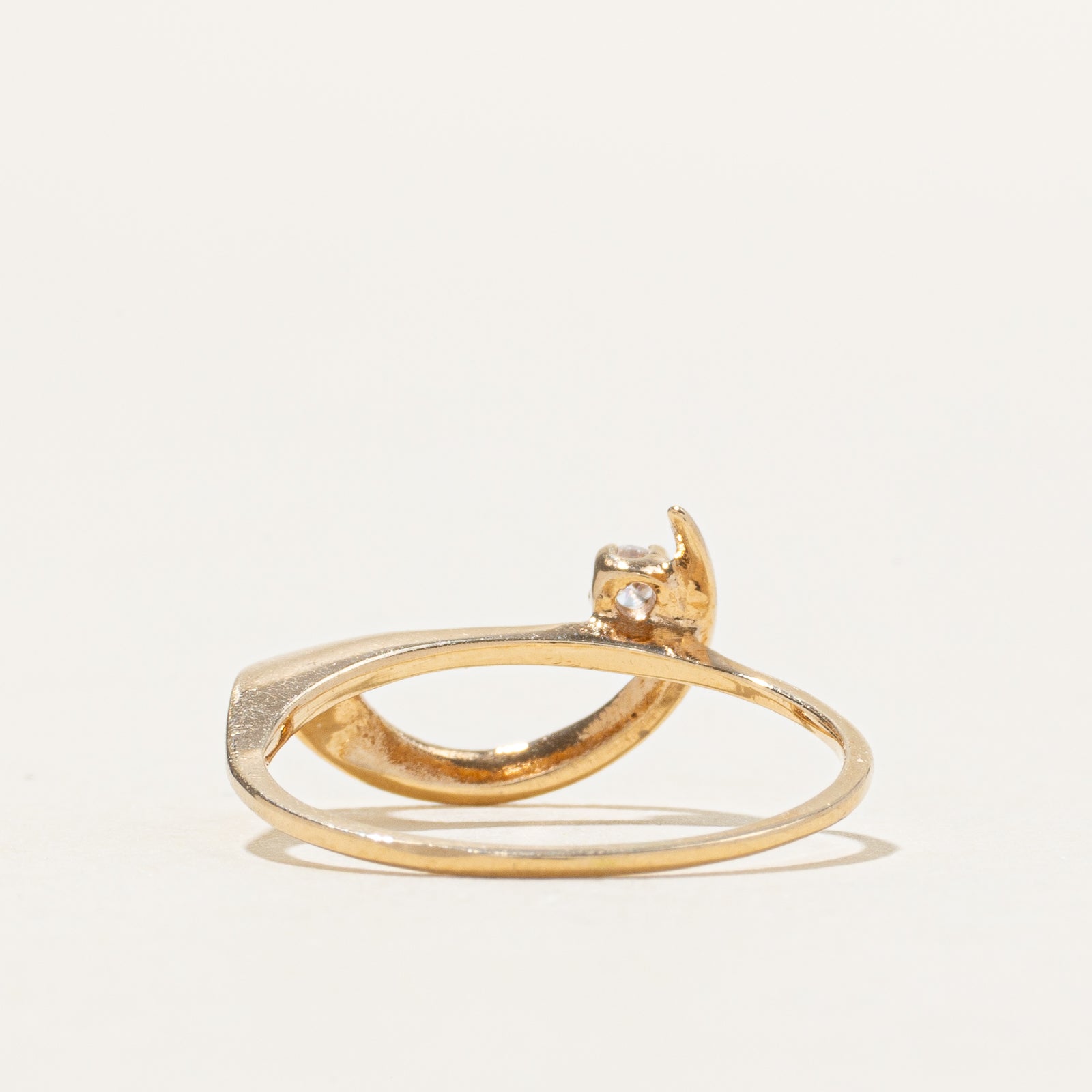 14k Single Stone Diamond Crescent Ring | SZ 5