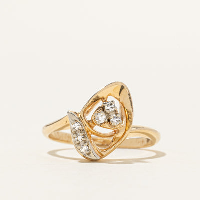 14k Scattered Diamond Abstract Ring | SZ 6