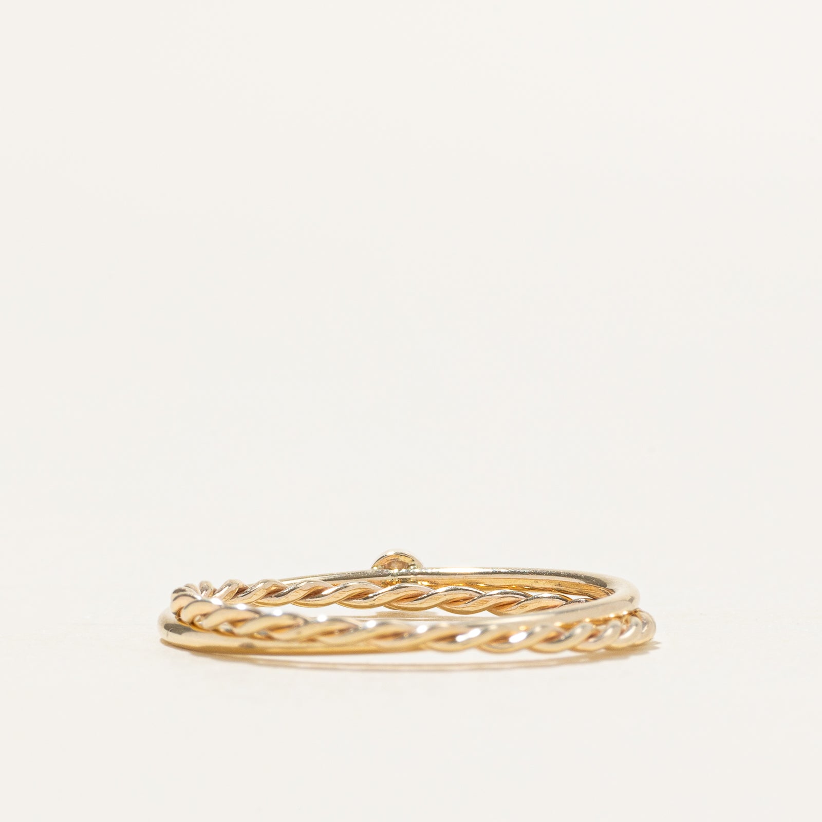 14k Bezel Set Diamond Interlocking Ring | SZ 6