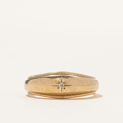 10k Star Set Diamond Grooved Dome Ring | SZ 7.25