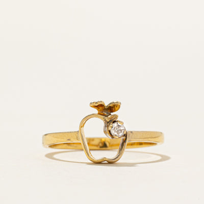 14k Single Stone Diamond Openwork Apple Ring | SZ 5.75