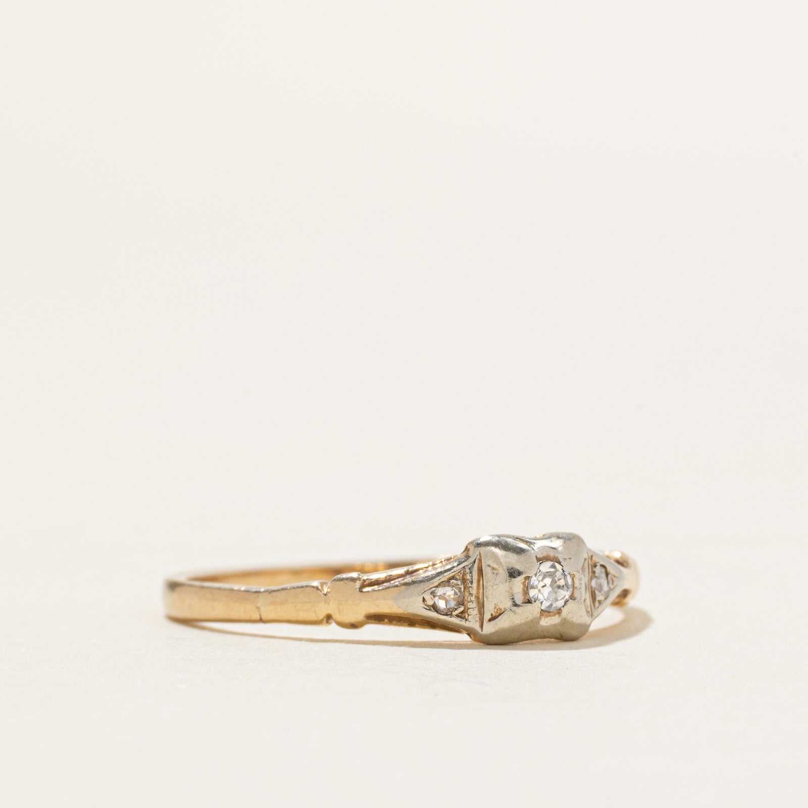 10k Two-Tone Illusion Set Diamond Ring | SZ 7.75