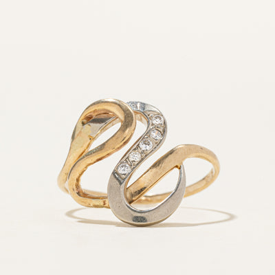 10K Two Tone Diamond Twisted Ring | SZ 7.5