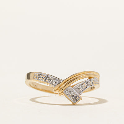 Diamond Grooved Cross Over Chevron Ring | SZ 5.5
