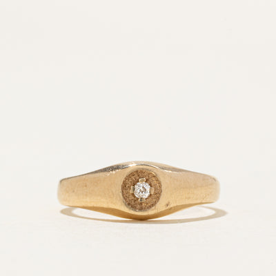 14k Solitaire Diamond Textured Circle Ring | SZ 4