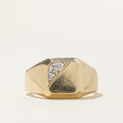 Pave Set Diamond Geometric Signet Ring | SZ 9.5