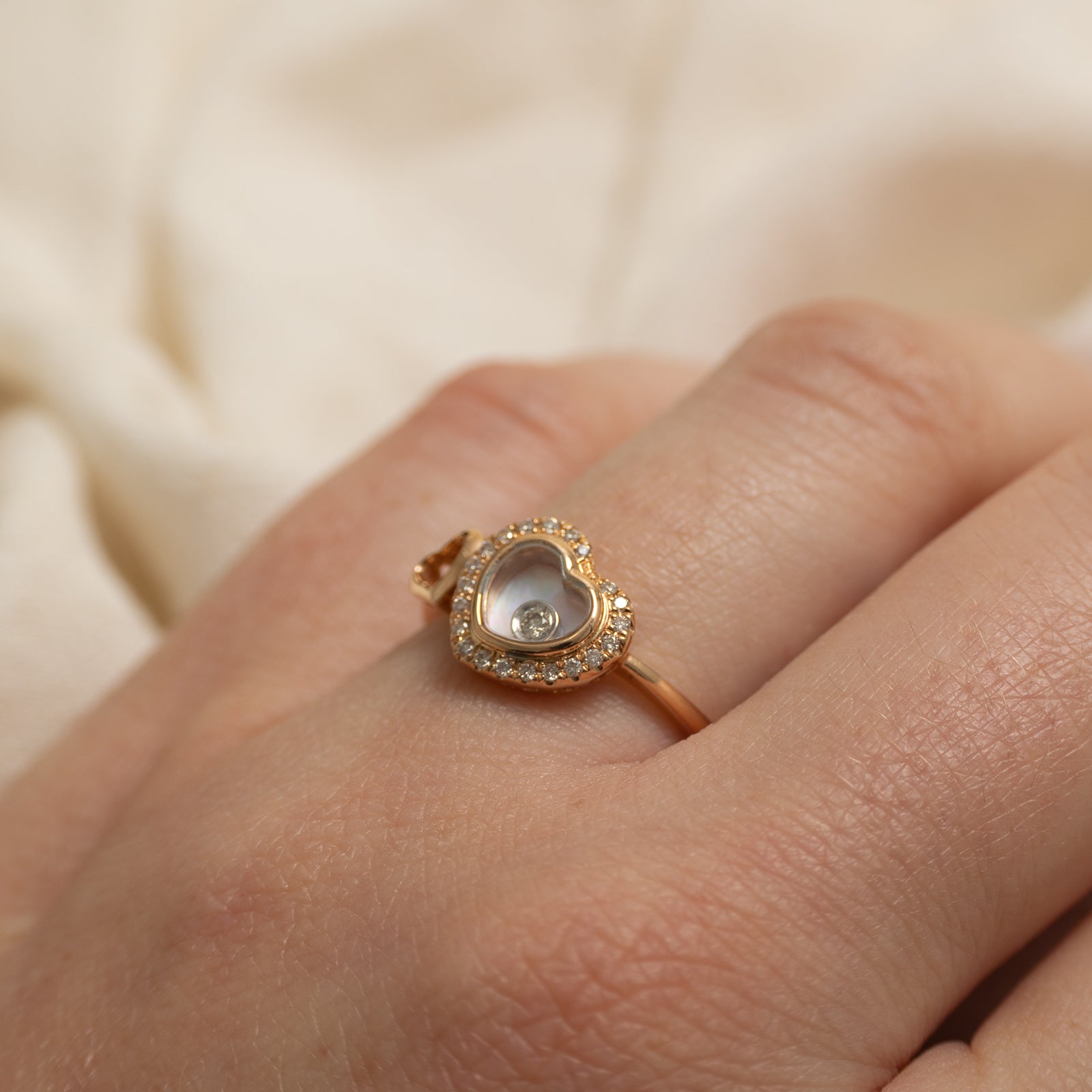 Bezel Set Diamond Window Heart Ring | SZ 6.5