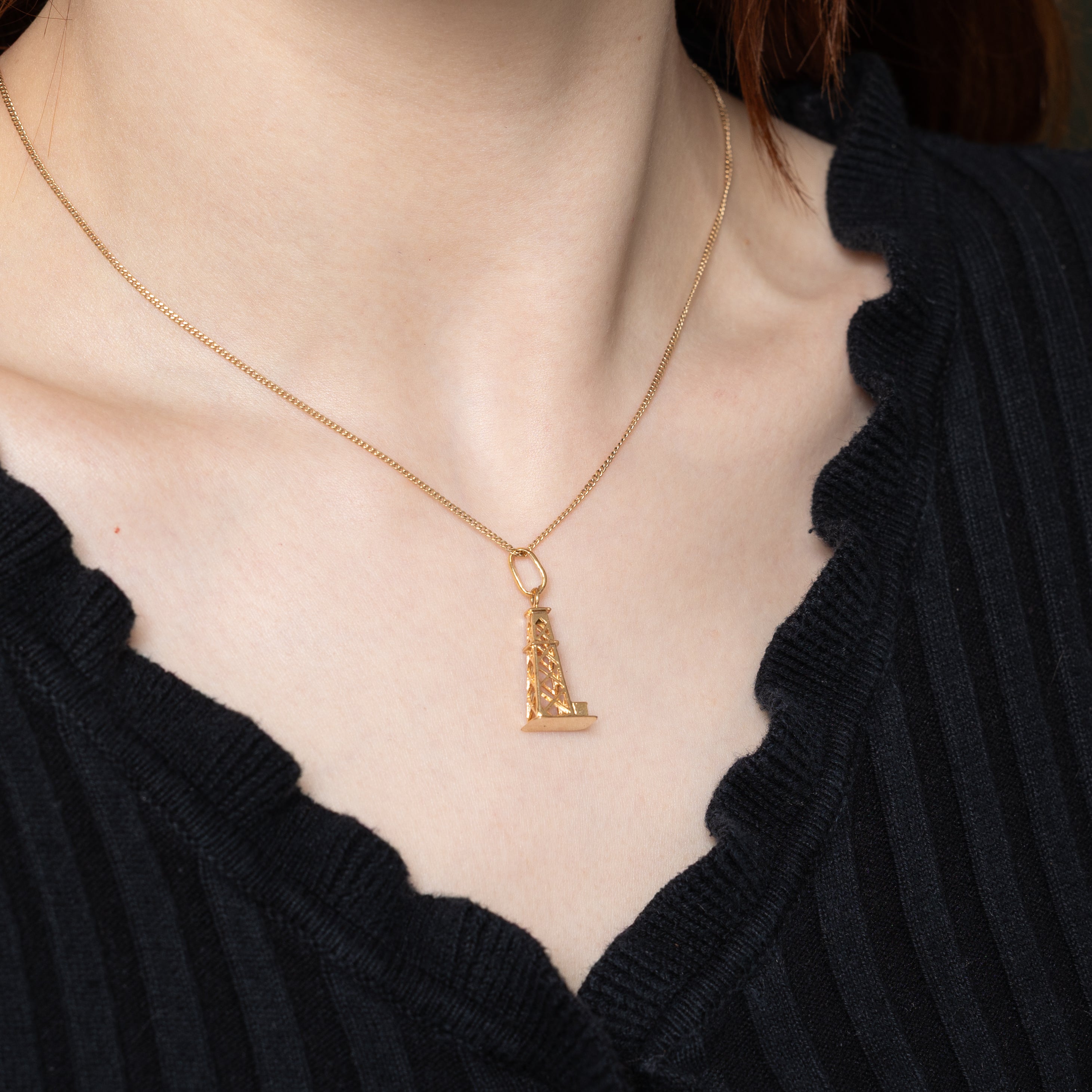Italian 18k Yellow Gold Oil Rig Charm