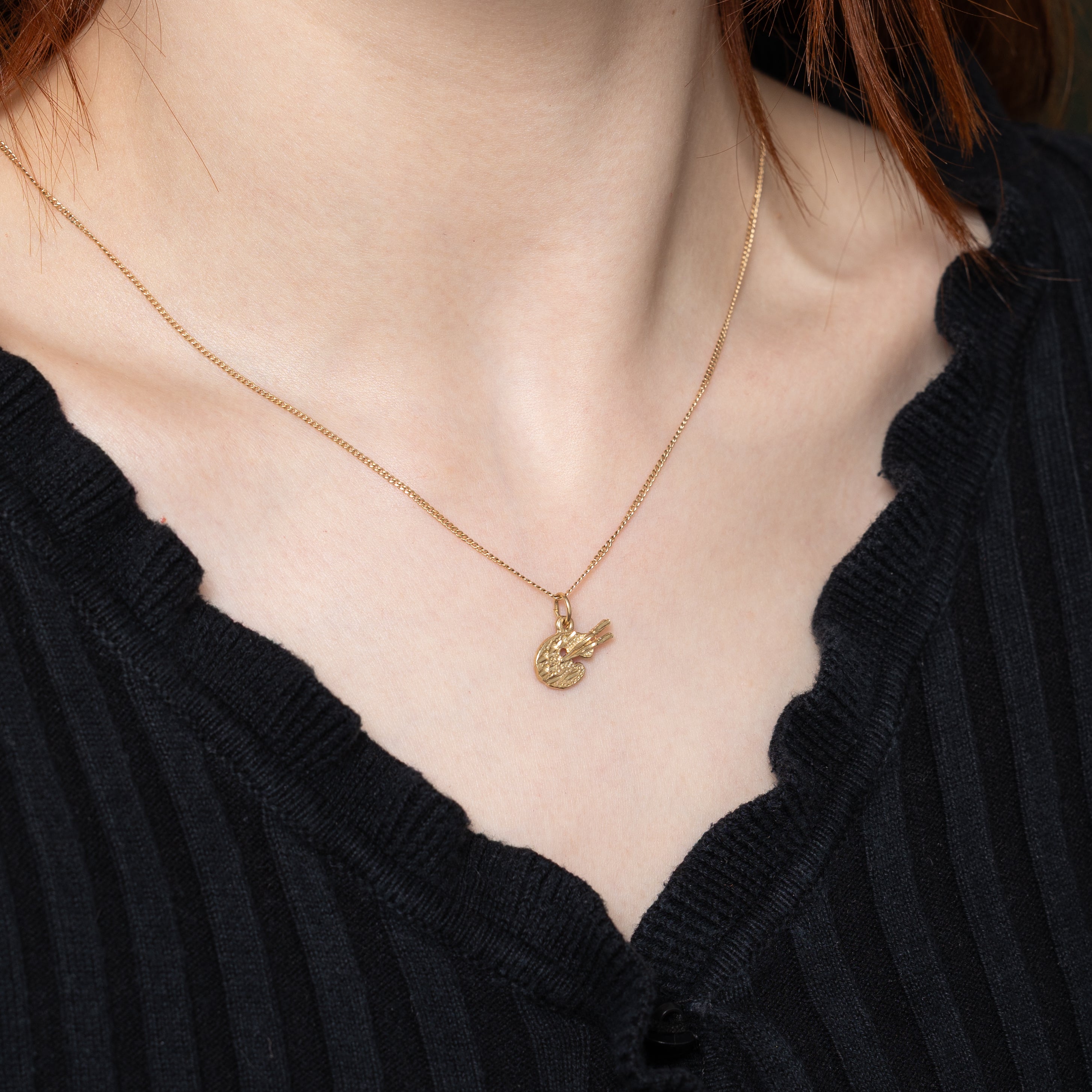 10k Yellow Gold Paint Palette & Brushes Charm