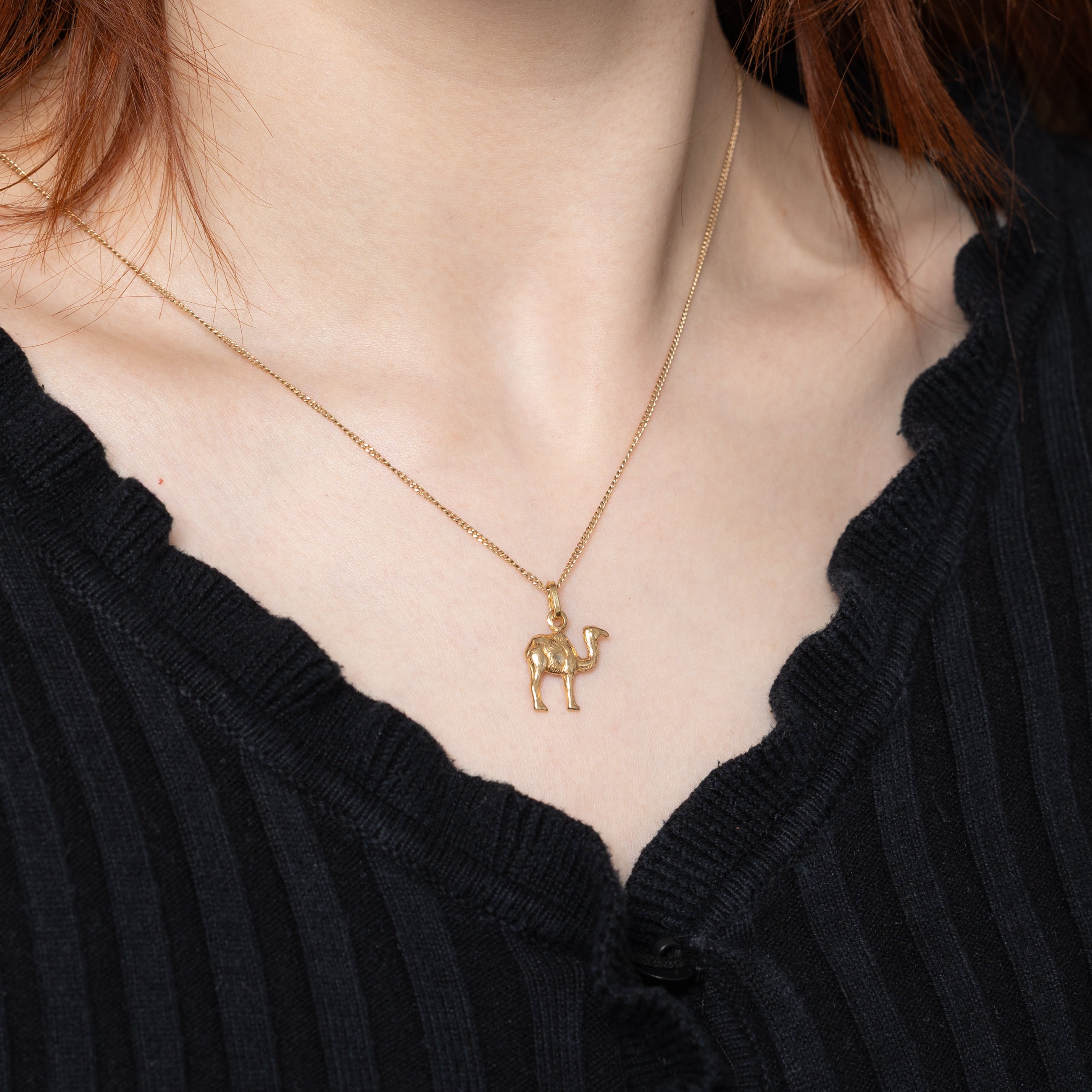 14k Yellow Gold Textured Camel Charm