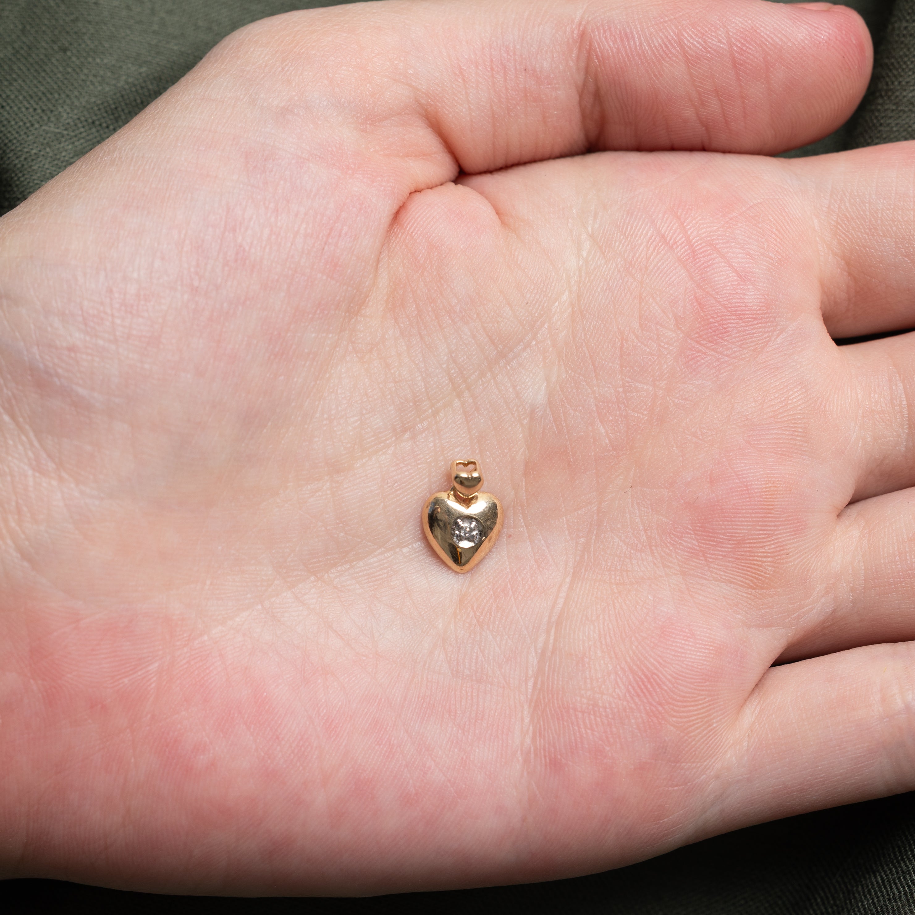 10k Yellow Gold Diamond Puffed Heart Pendant