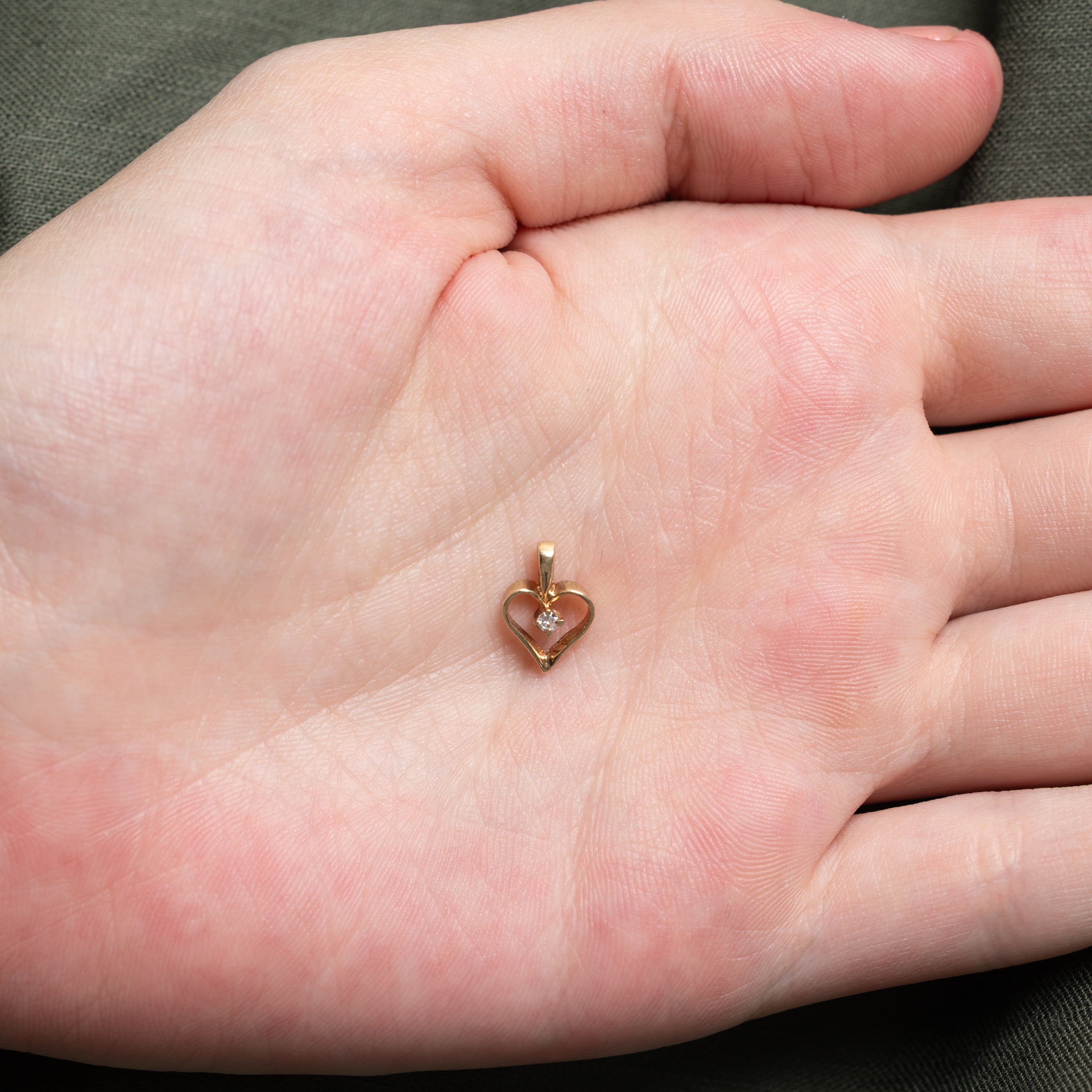 10k Yellow Gold Diamond Open Heart Pendant