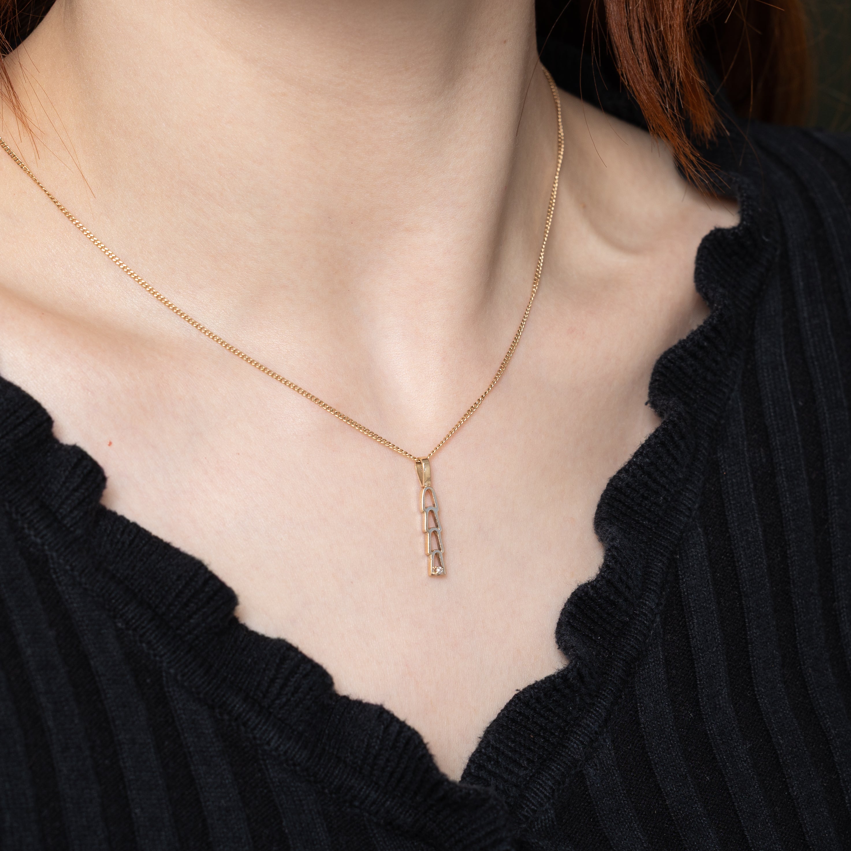 10k Diamond Openwork Drop Pendant