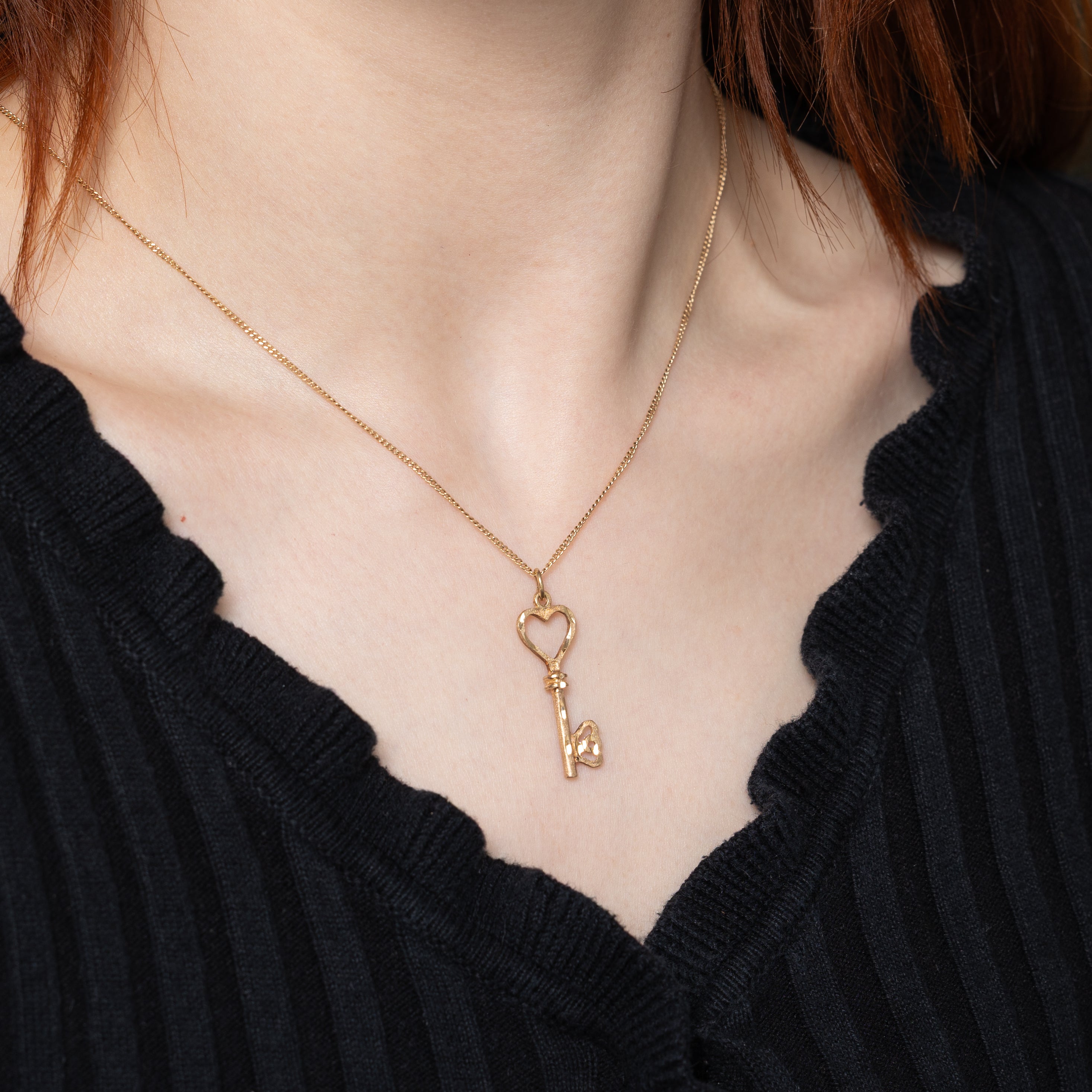 10k Yellow Gold Textured Key Charm