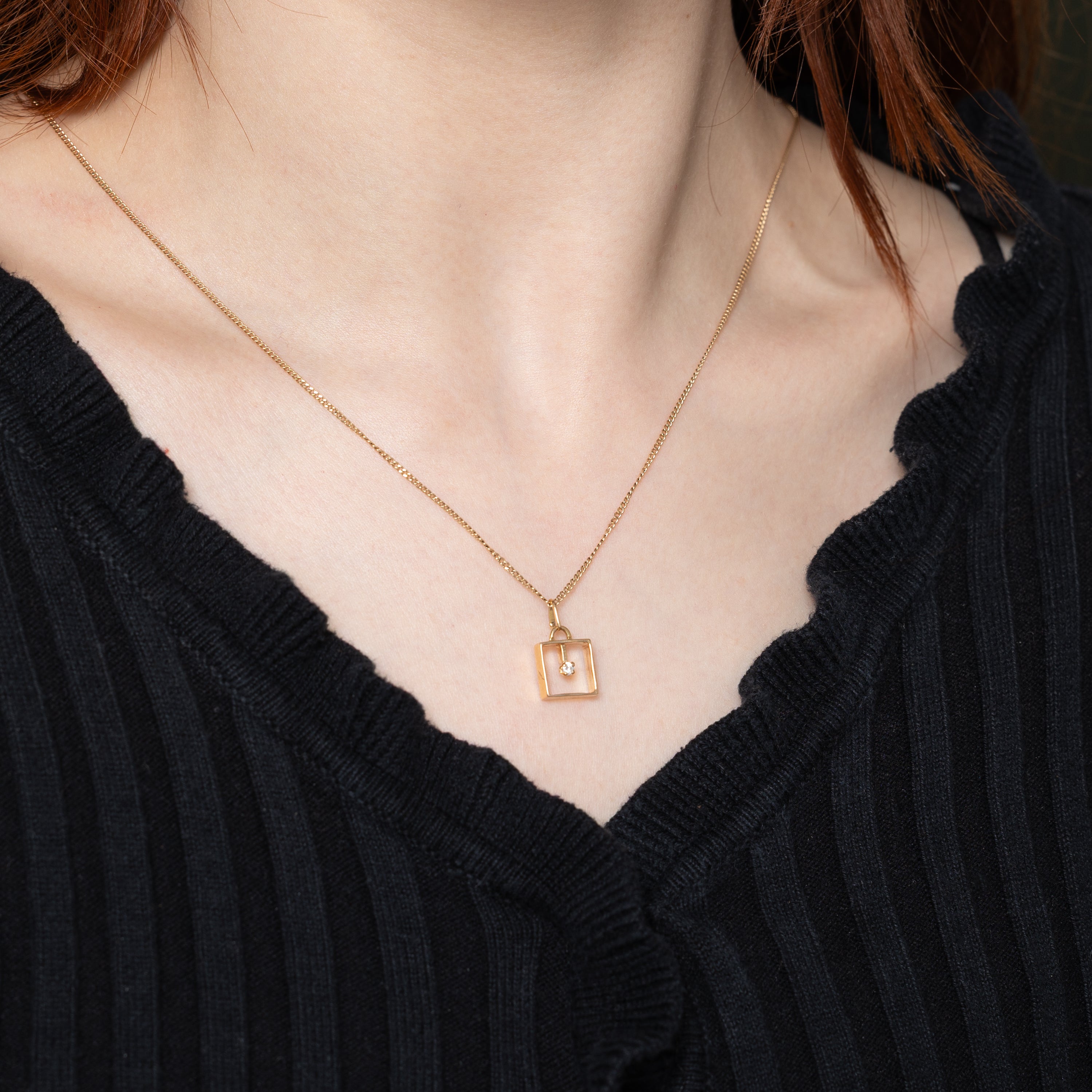 14k Yellow Gold Framed Diamond Charm