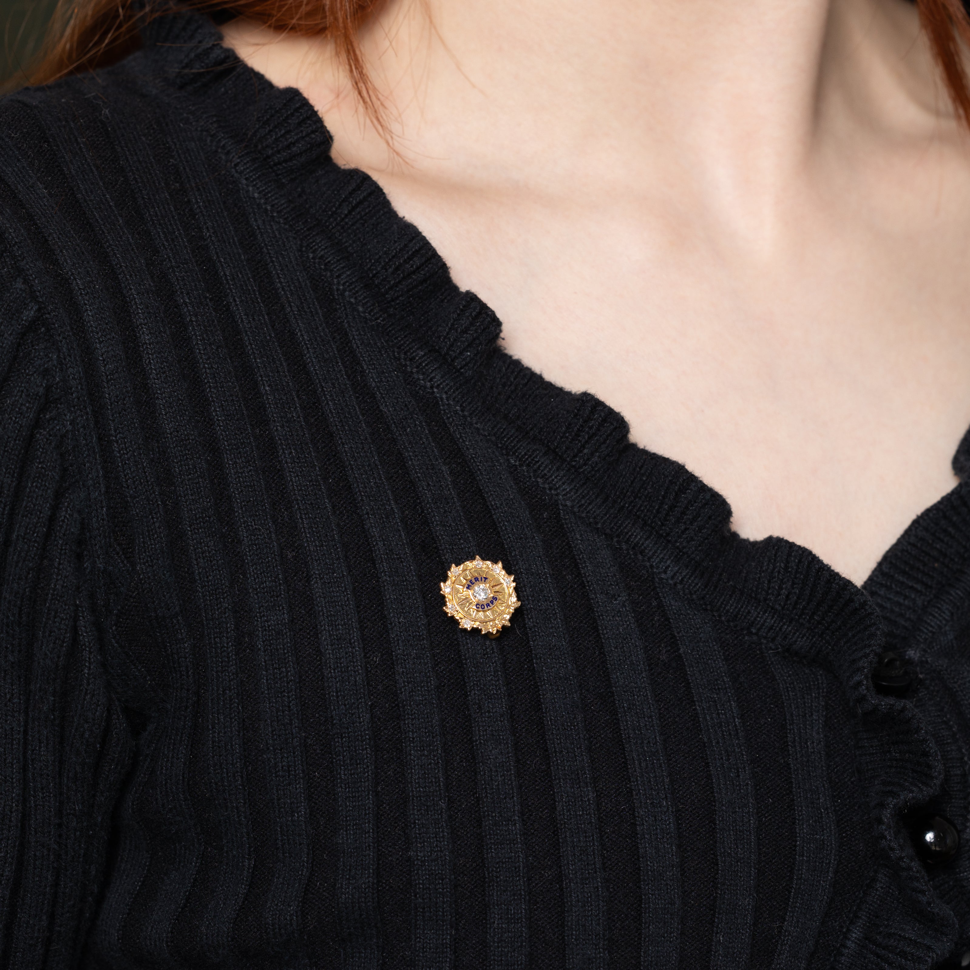 14k Diamond "Merit Corps" Starburst Brooch | 0.14ctw
