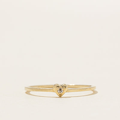 10k Diamond Thin Heart Ring | SZ 6