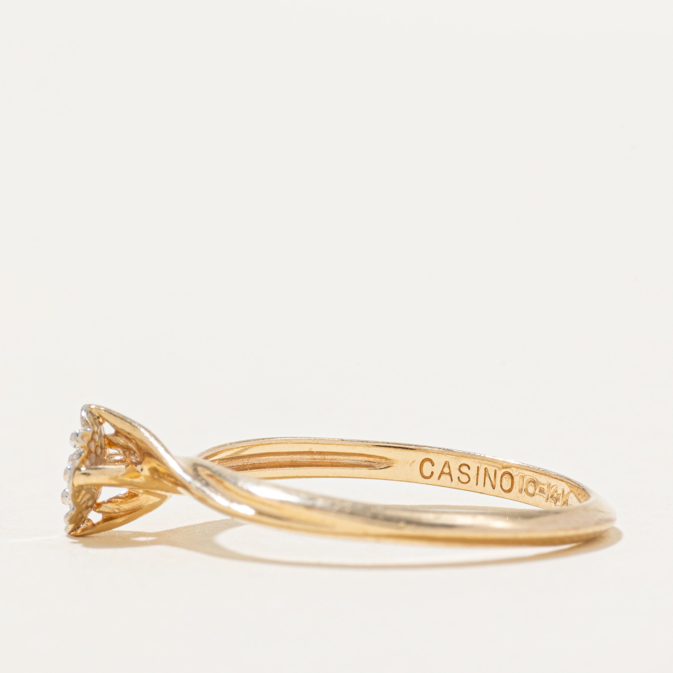10k Diamond Twisting Clover Ring | SZ 6