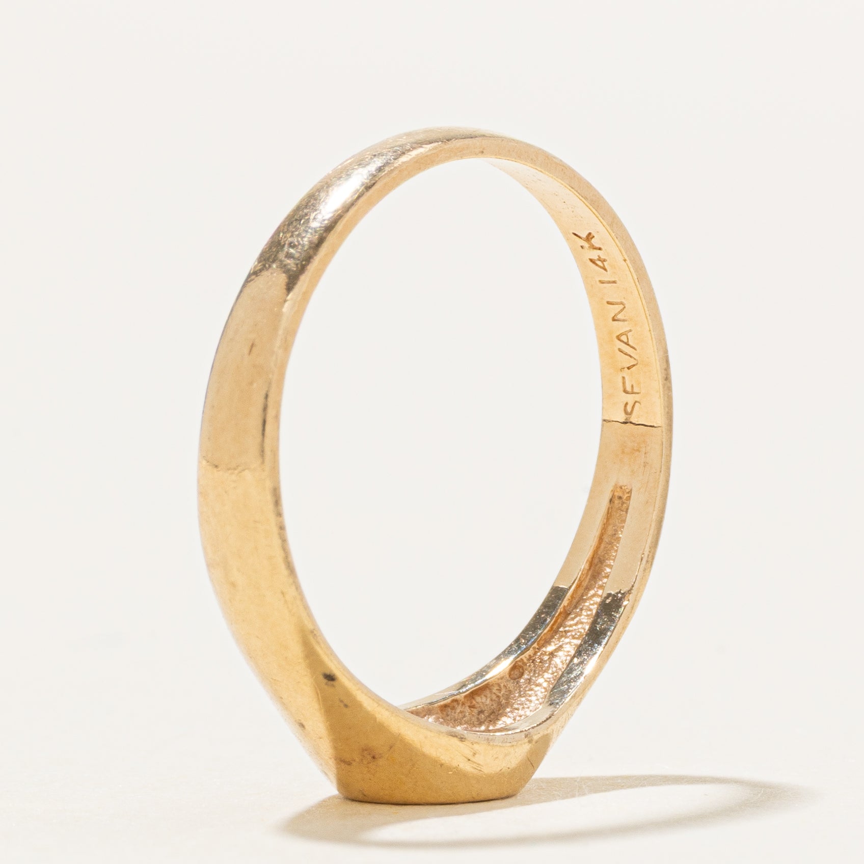 Solitaire Diamond Textured Circle Ring | SZ 5.25