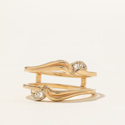 14k Diamond Grooved Wave Ring Guard | SZ 6.25