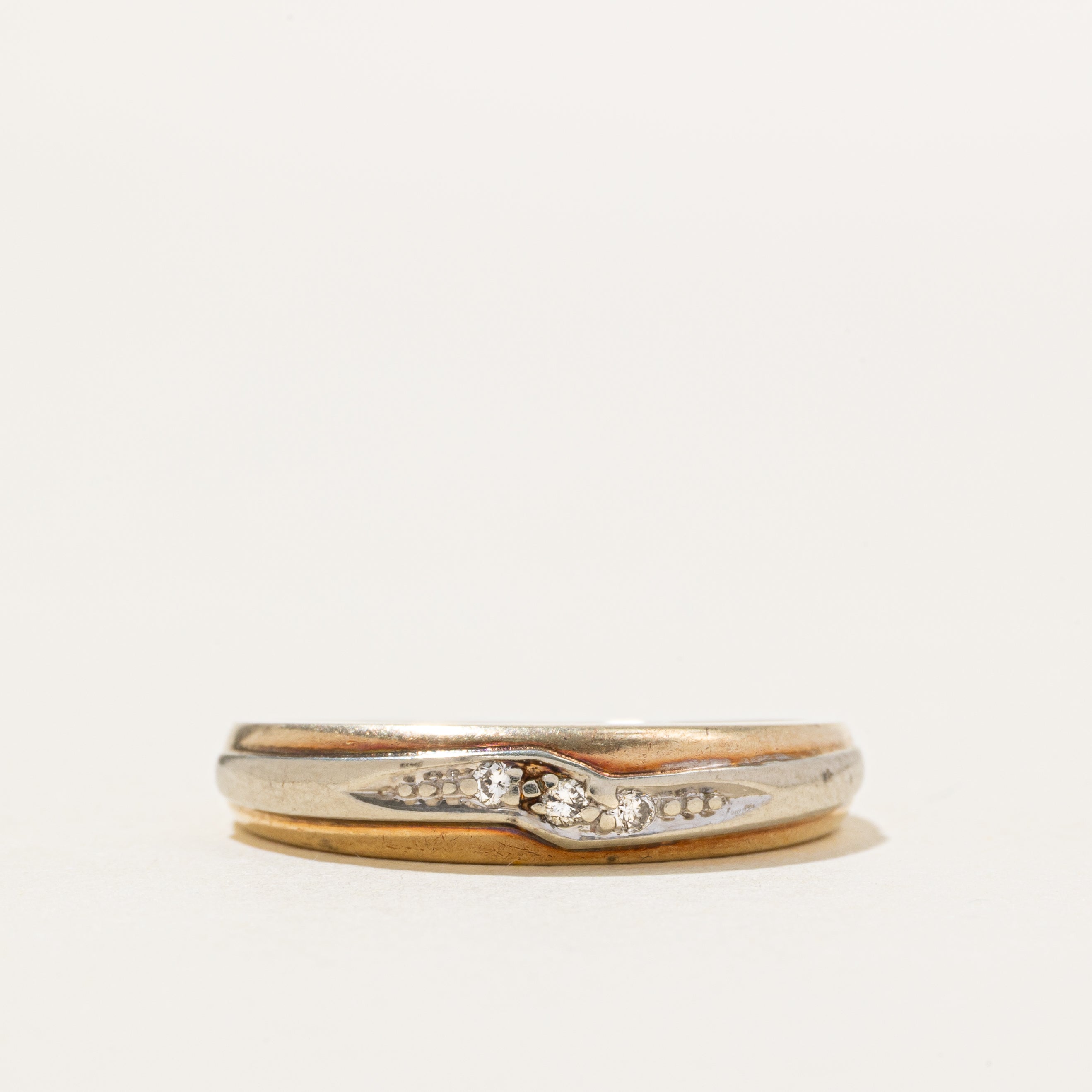10k Two Tone Diamond Accent Ring | SZ 7.5