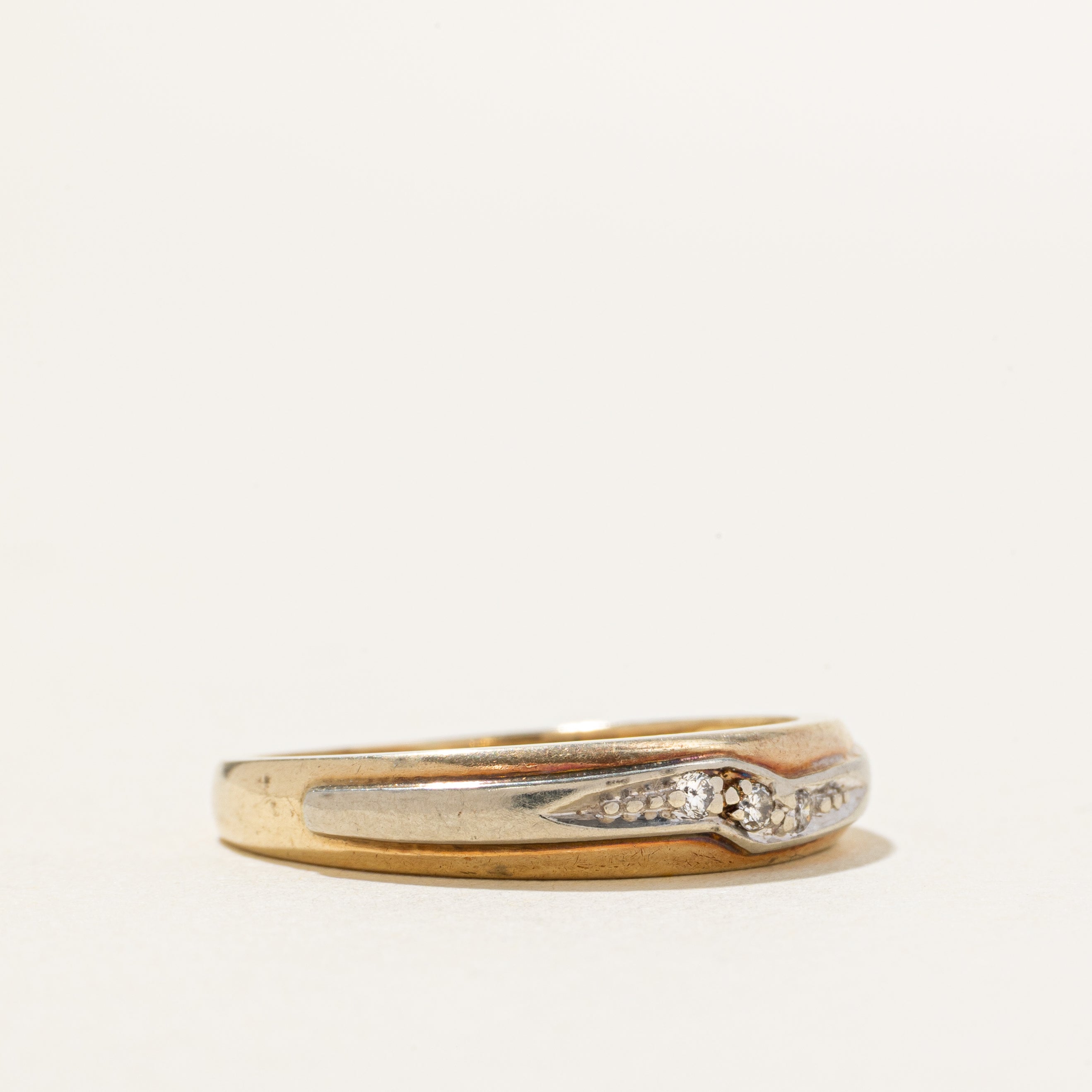 10k Two Tone Diamond Accent Ring | SZ 7.5