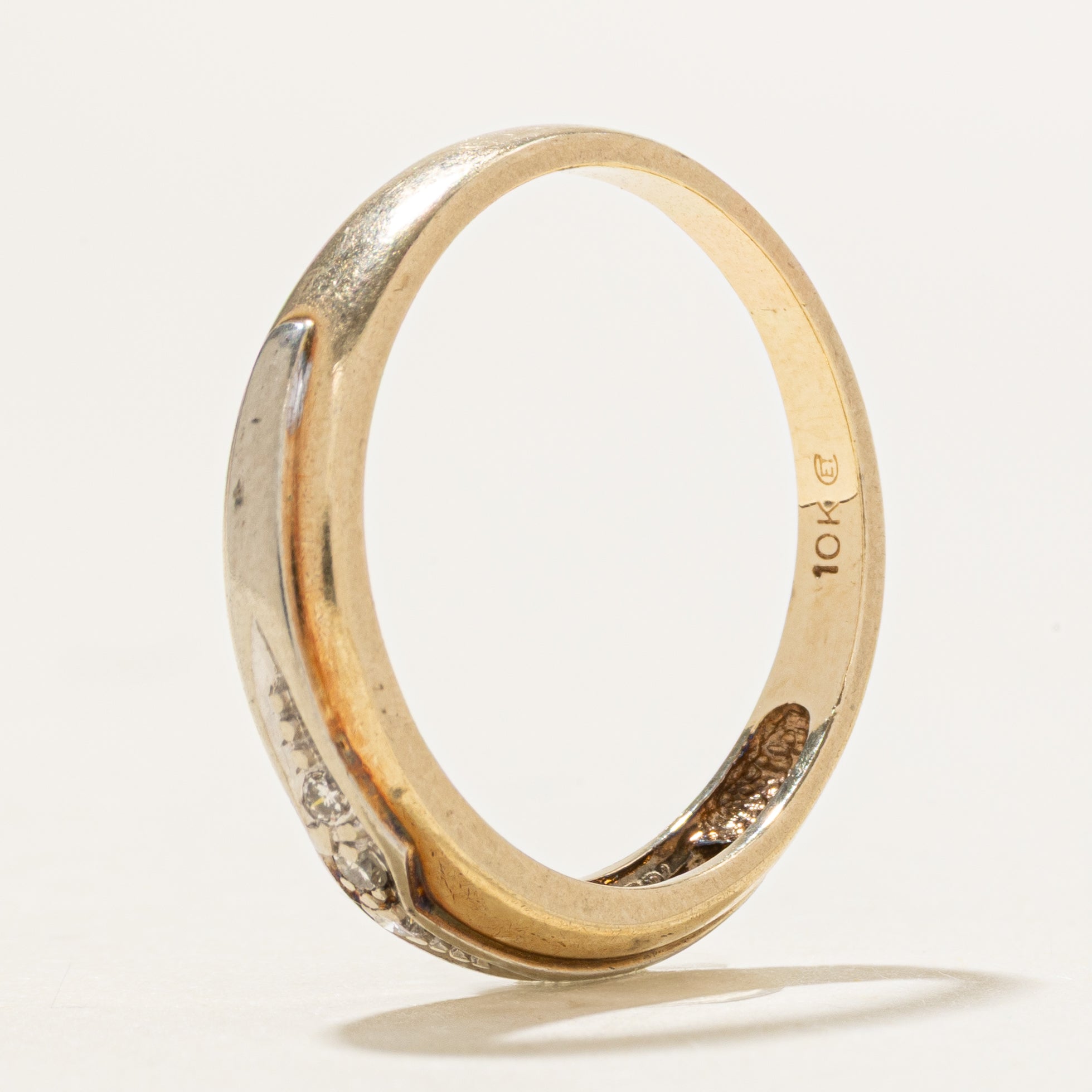 10k Two Tone Diamond Accent Ring | SZ 7.5