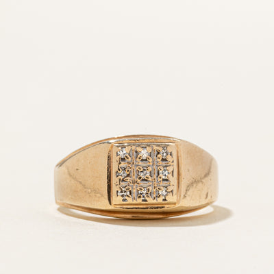 Diamond Grid Signet Ring | SZ 7